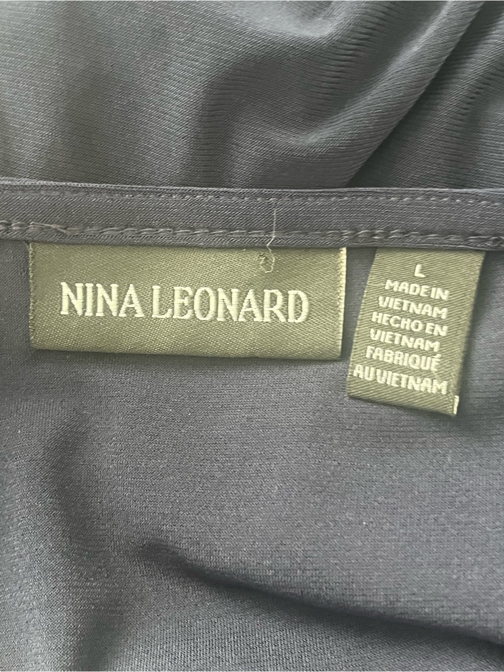 NWT Nina Leonard Women's Navy Long Sleeve Midi Dress with Gold Accent Size Large - Picture 6 of 9